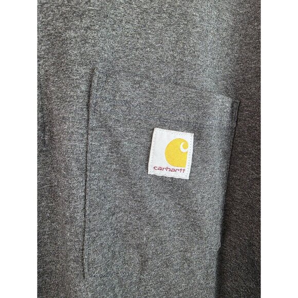 Carhartt Men's Shirt Size XL Gray Henley Pocket Tee Loose Fit Long Sleeve Top - Picture 4 of 11